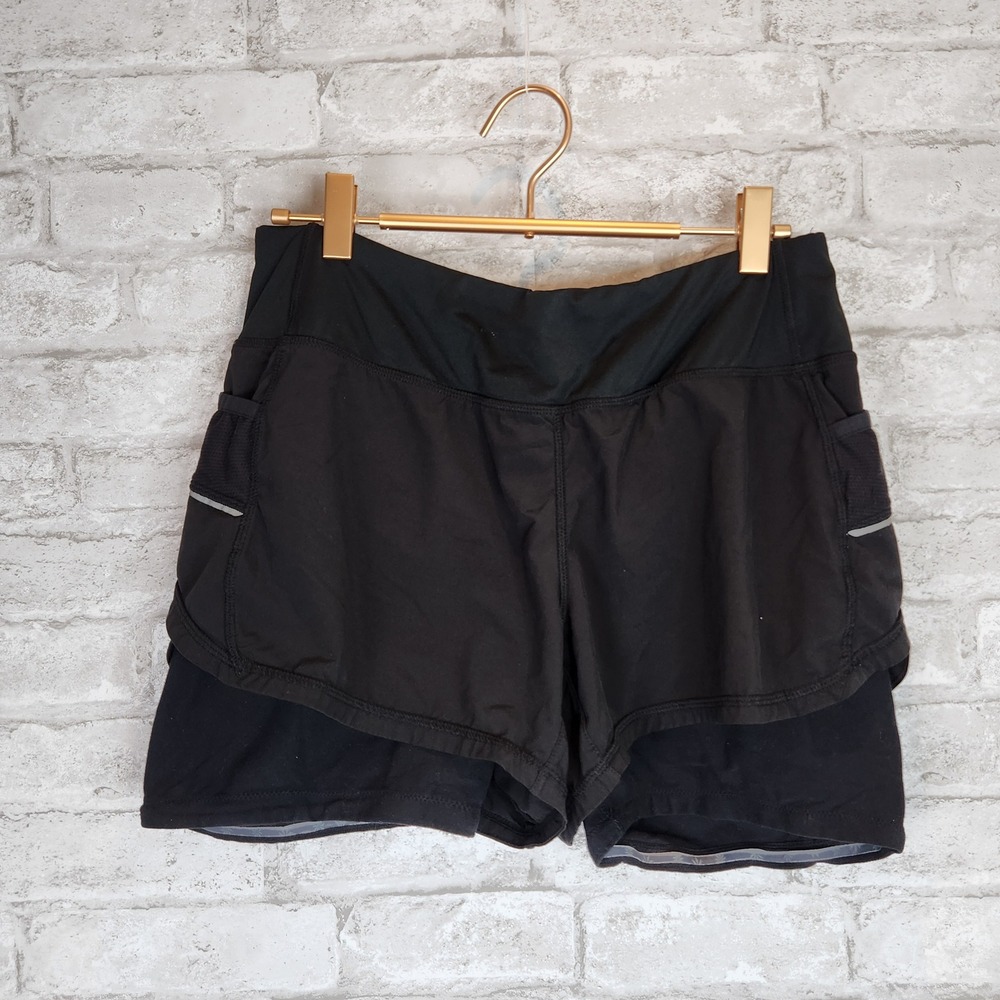 Athleta Shorts 2-Layer Black Active Running Workout Size S